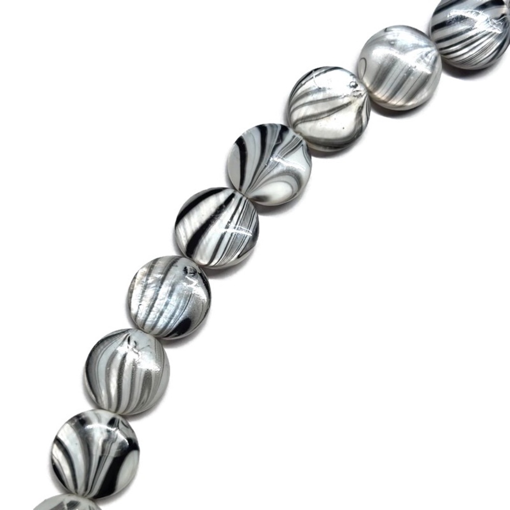 As Low As $2 White Glossy Tiger Stripe Natural Shell Disc Beads 10mm (20)